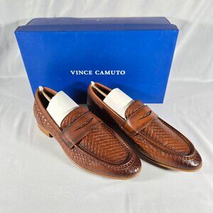 Vince Camuto Mens Garwin Brown Cognac Leather Loafers Size 8.5 VY-GARWIN
